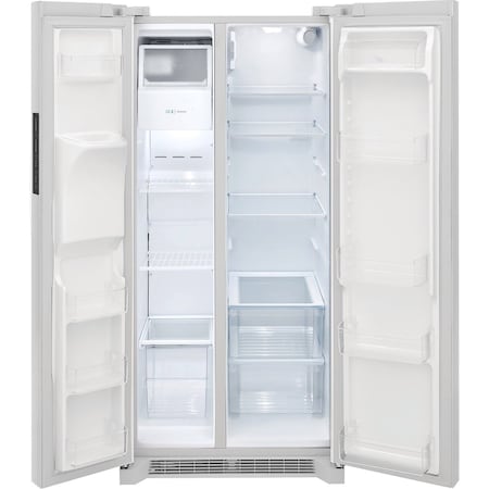 Frigidaire 22.2 Cu Ft No-Frost LED Lighting Side by Side Smooth Finish Refrigerator with Door Alarm FRSS2323AW